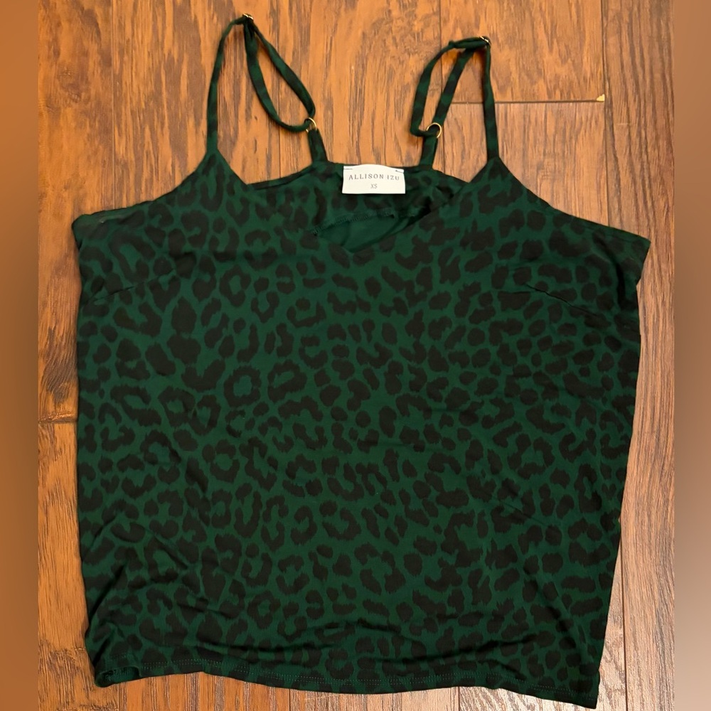 Allison Izu Dark Green Leopard Camisole